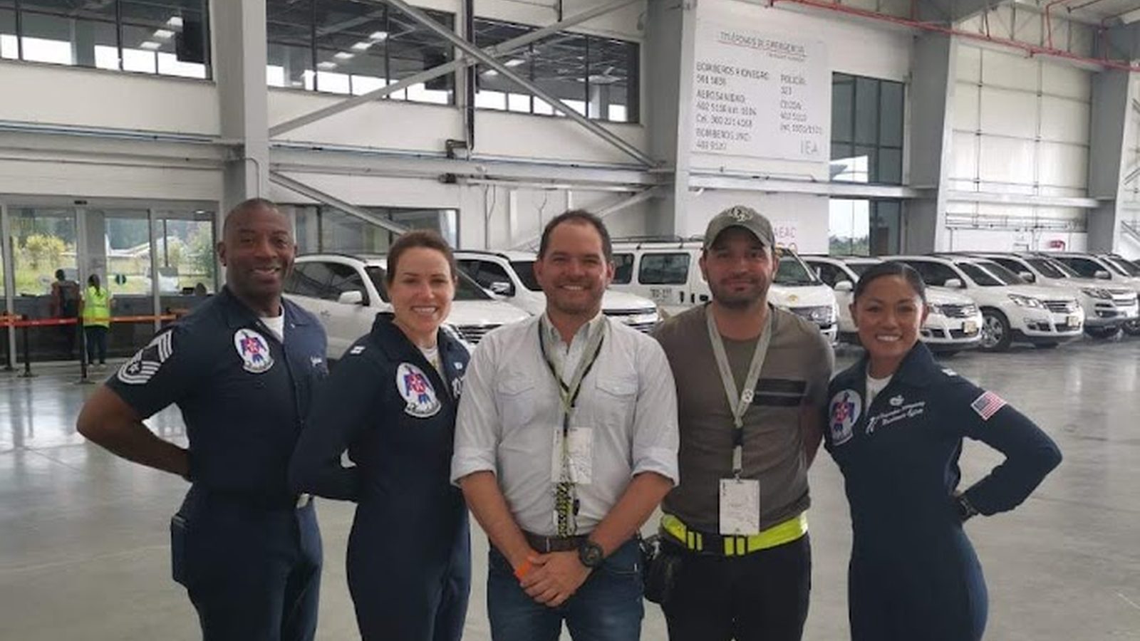 Aerofull operations team portrait inside an aircraft hangar