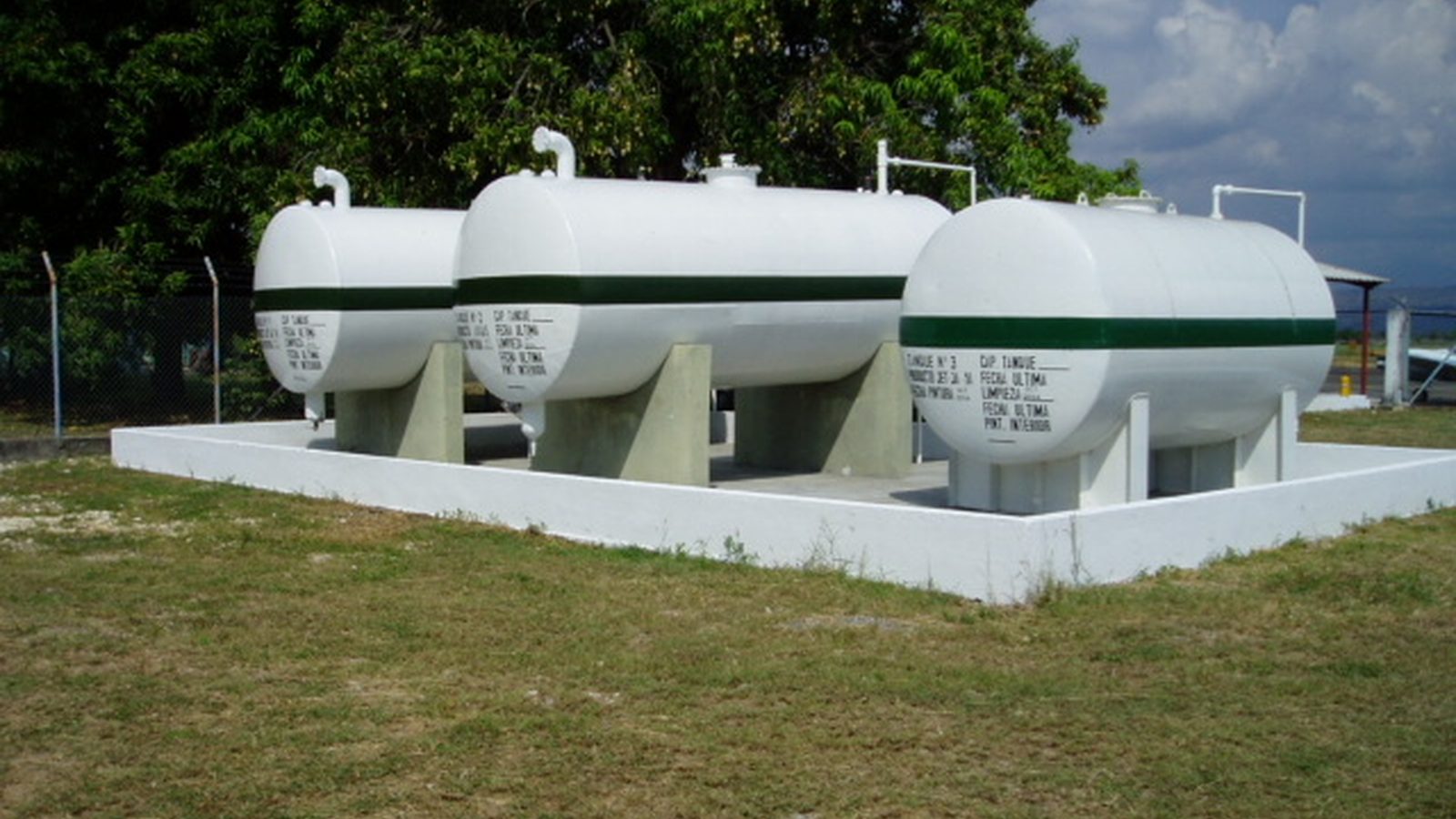 Aviation fuel storage tanks at an Aerofull facility
